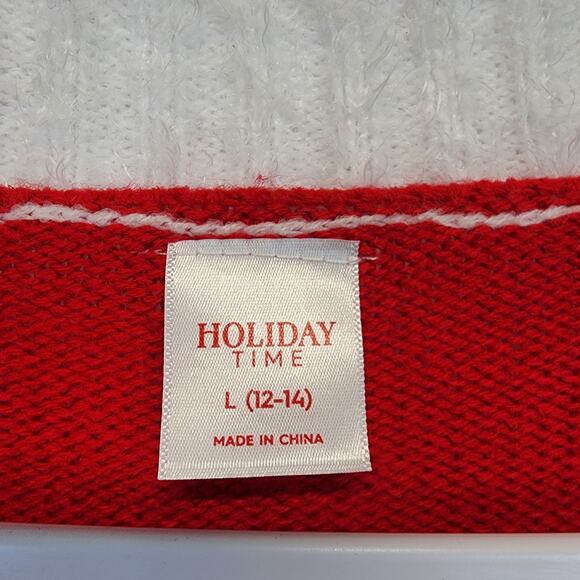 Holiday Time Ugly Christmas Sweater Cardigan Size L Elves Argle V-neck Festive - Picture 9 of 10